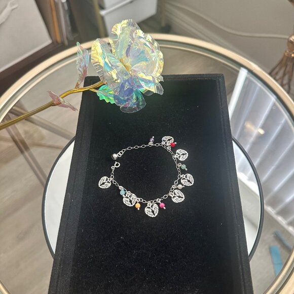 Silver 925 Bracelet With Angel Wing Charms & Chakra Stones Handcrafted Boho Desi - Picture 4 of 10